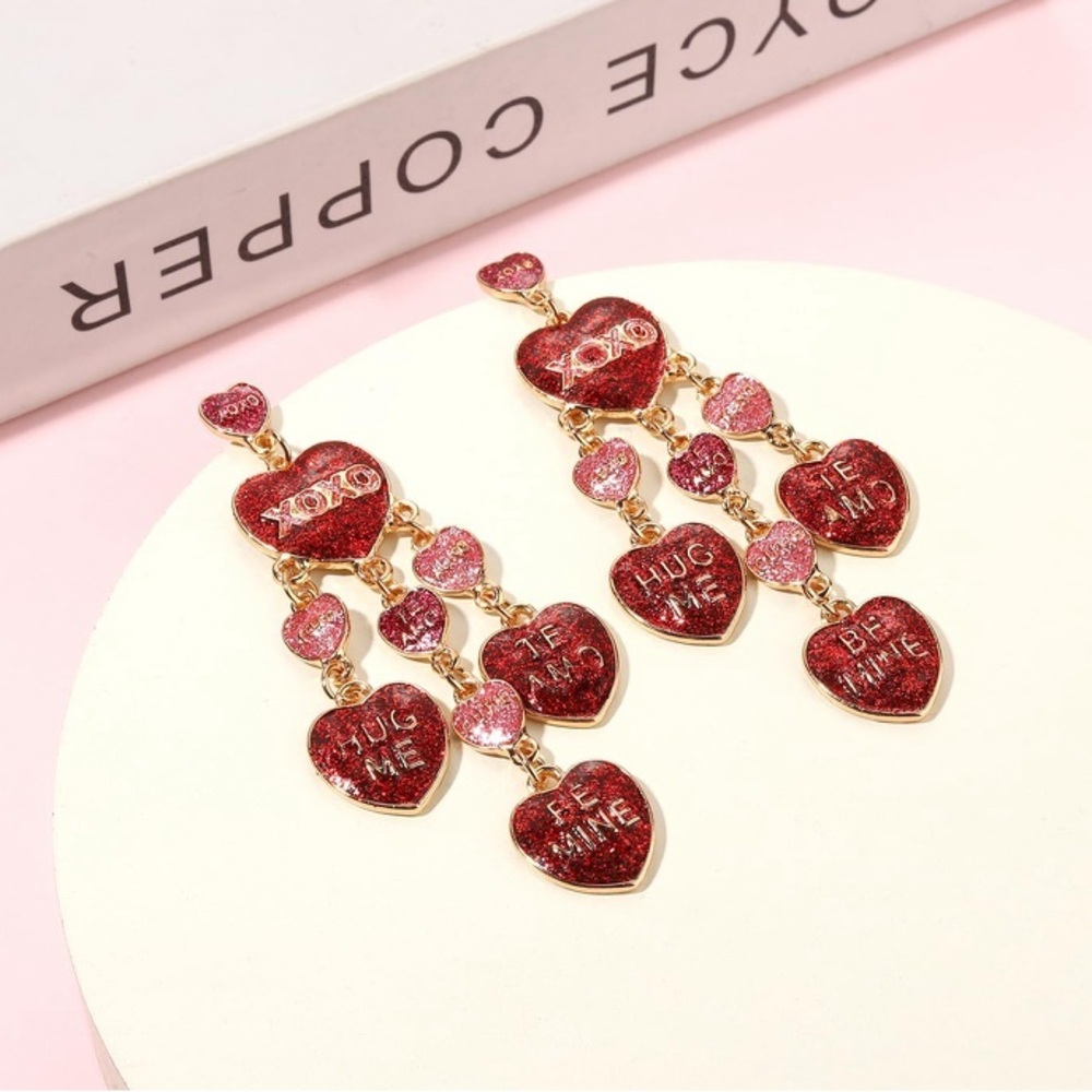 Chandelier Heart Earrings - Picture 2 of 3